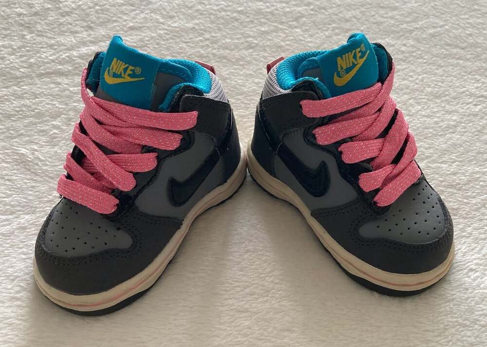 Nike Dunk High Toddler Black Grey Turquoise Pink Shoes Size 3